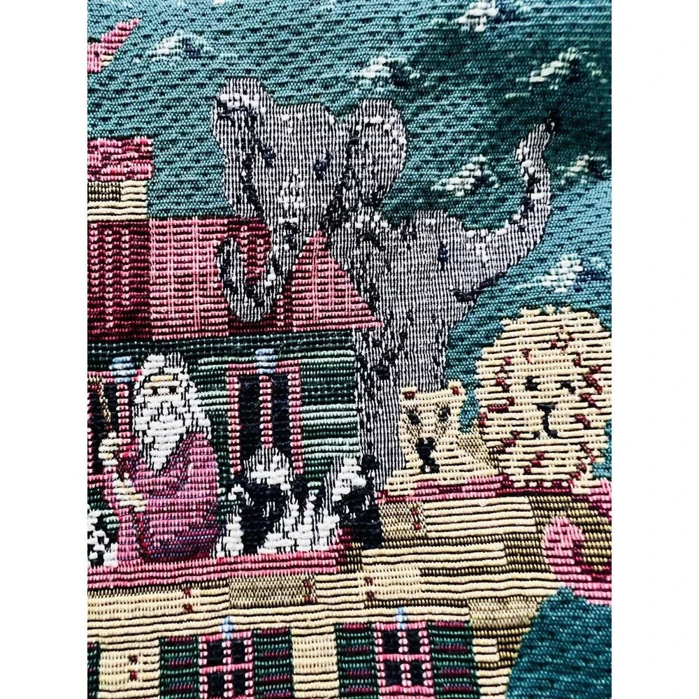 Vintage Gloria Rae Tapestry Noahs Ark Shoulder Bag Cooler Lunch Tote Blue